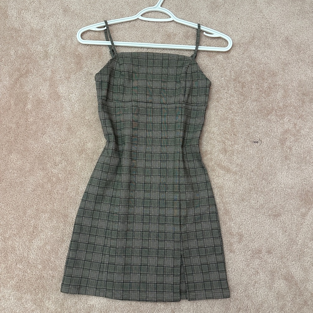 Garage Gray Plaid Mini Dress